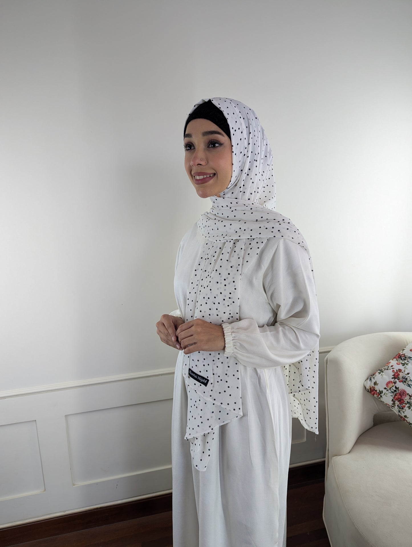 Rostai Me Amor - Printed Crinkled Georgette Instant Hijab